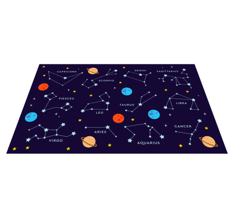 Zodiac signs explained in cartoon star rug - TenStickers