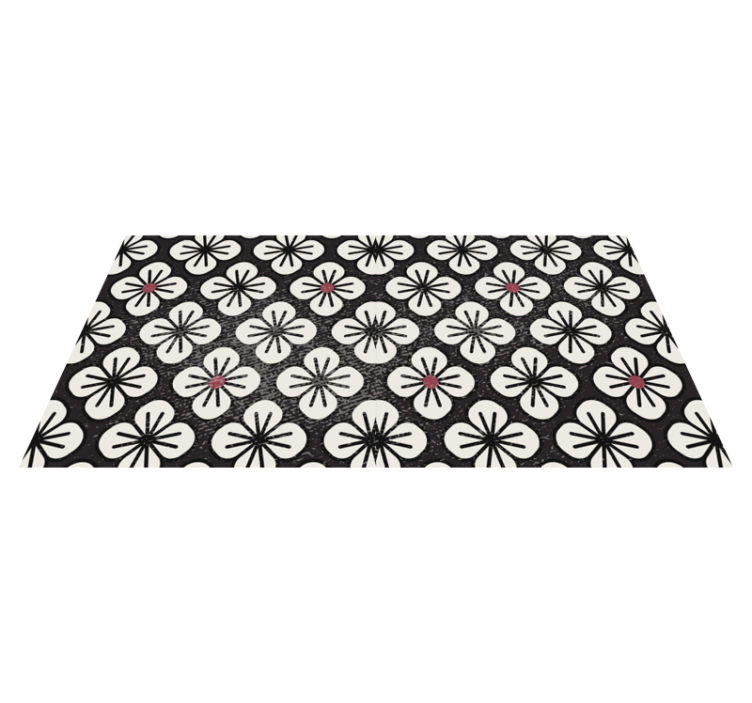 Symmetric black and white pattern vintage rug - TenStickers