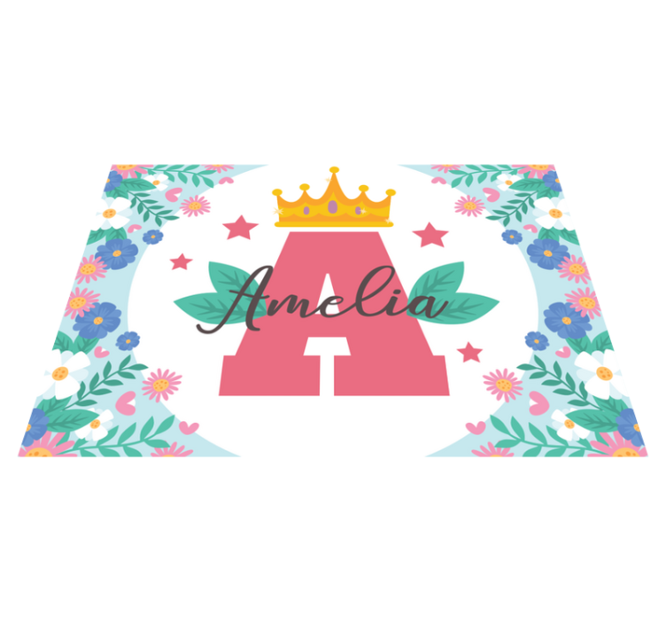 Crowned initial and name vinyl rug - TenStickers