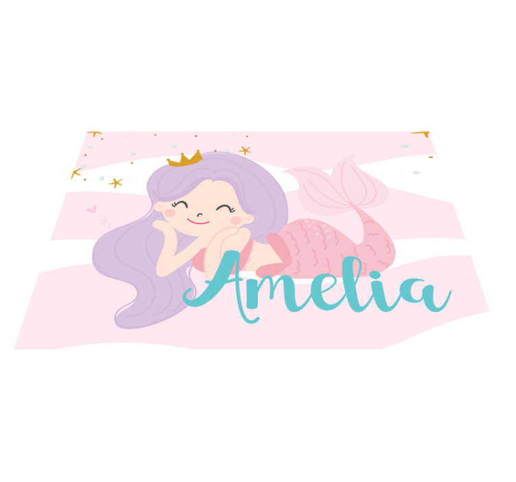 Mermaid princess name kids vinyl rug - TenStickers
