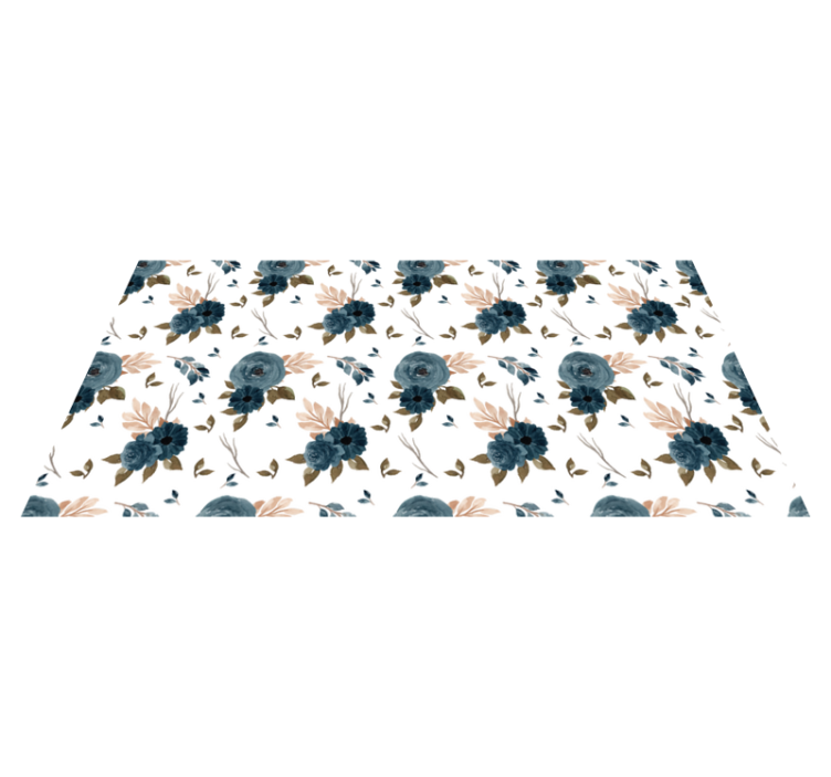 Blue elegant roses flower vinyl rug - TenStickers