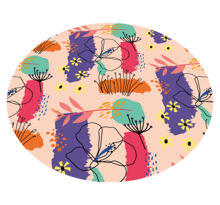 Bright Floral Motifs flower vinyl rug - TenStickers