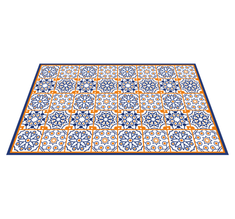 Blue and orange kitchen floor tiles - TenStickers
