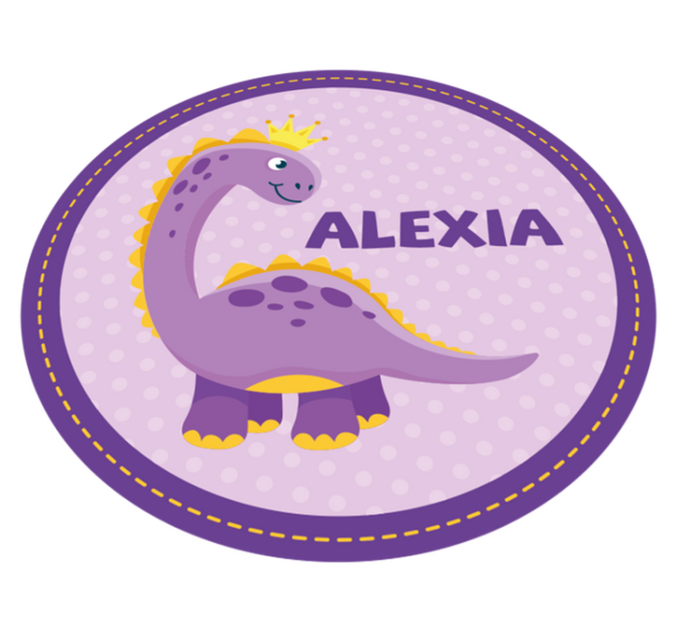 Circular dinosaur princess  personalised mat - TenStickers