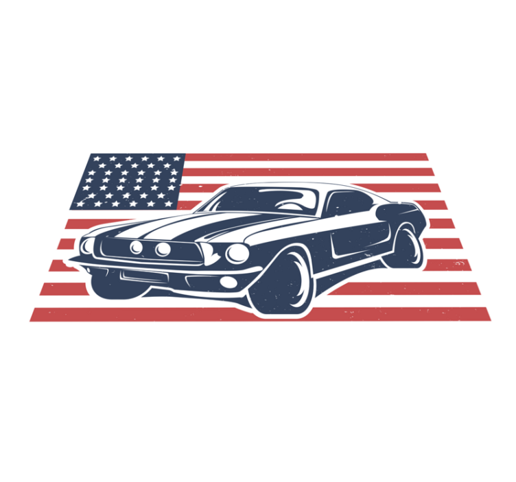 US flag and automobile teenager vinyl rug - TenStickers