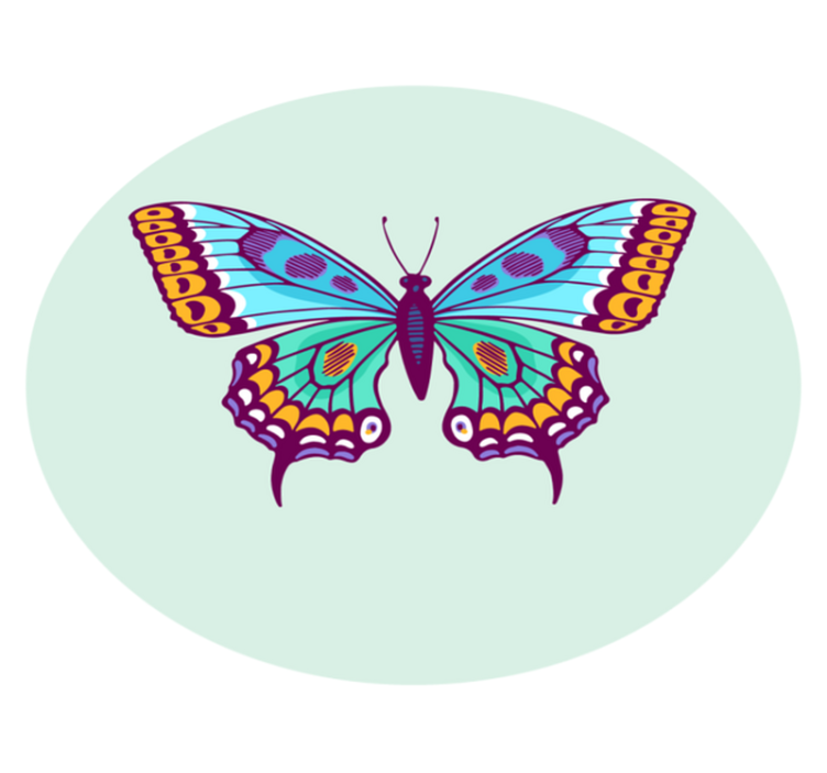 Green, blue and purple butterfly bedroom rug - TenStickers