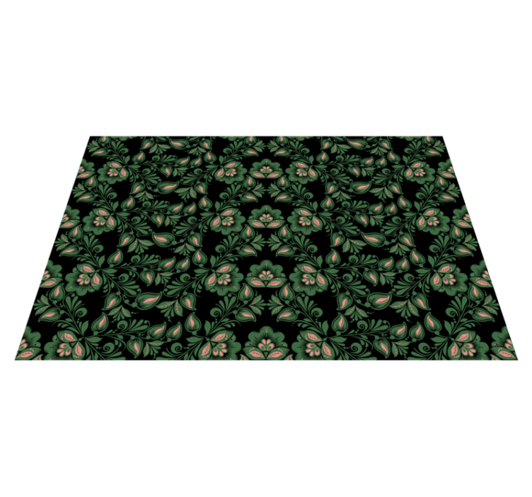 Botanical Greenery Motif flower vinyl rug - TenStickers