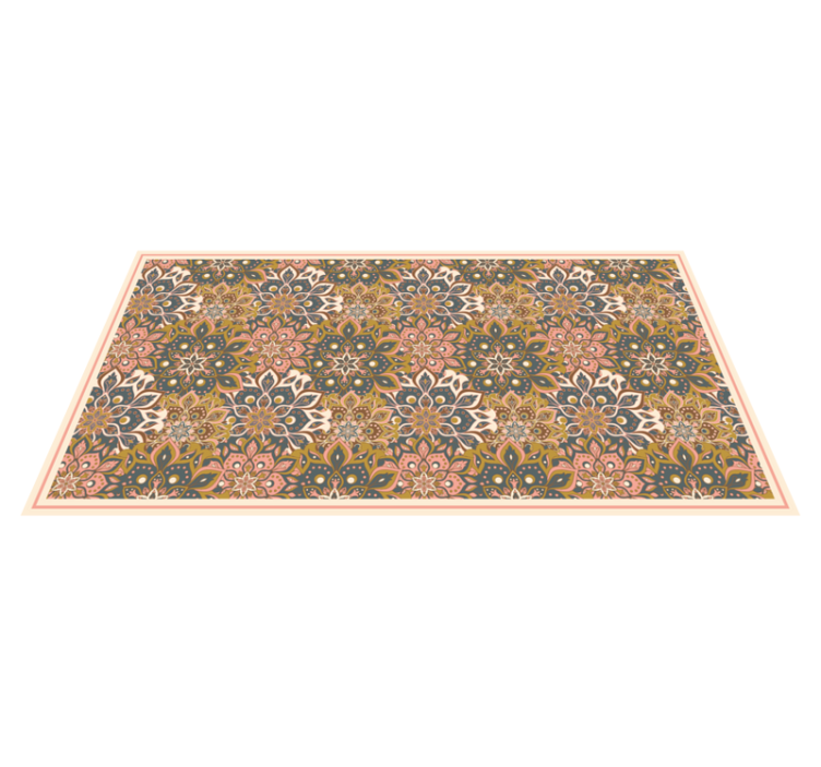 Pink, brown and blue mandala boho  vinyl rug - TenStickers