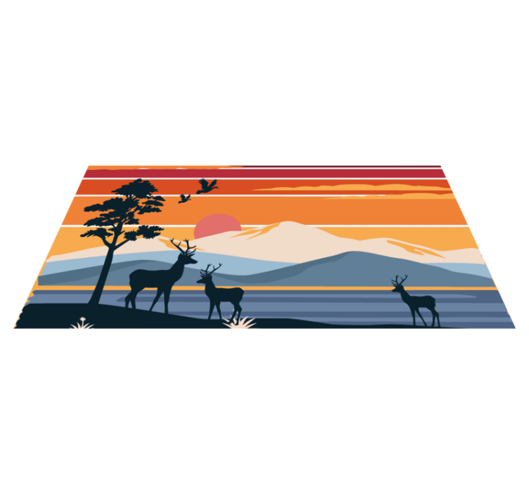 Reindeers and lake cute design modern rug - TenStickers
