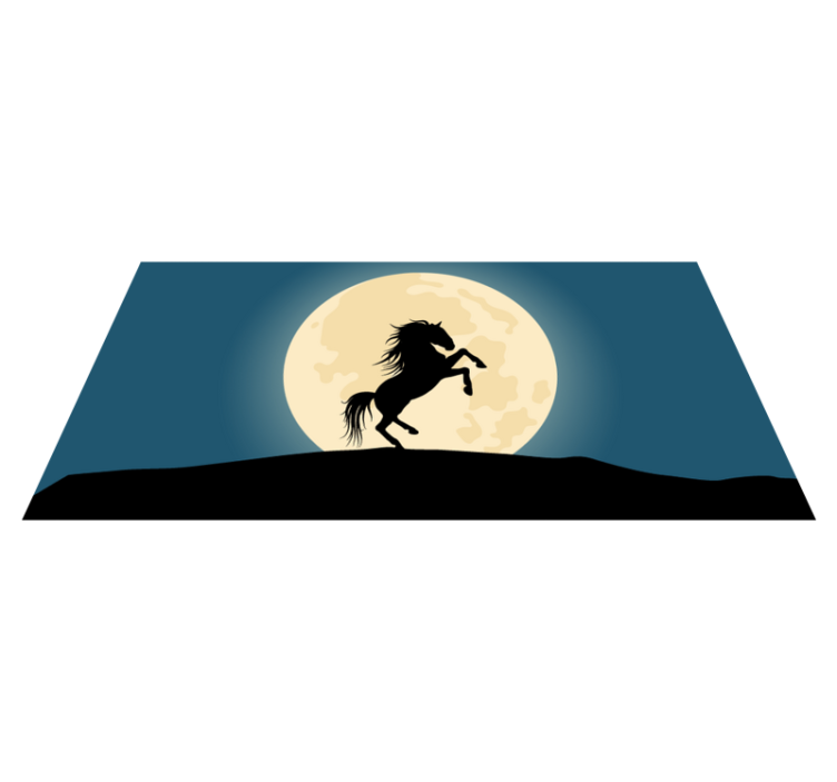 Horse silhouette moon behind modern rug - TenStickers