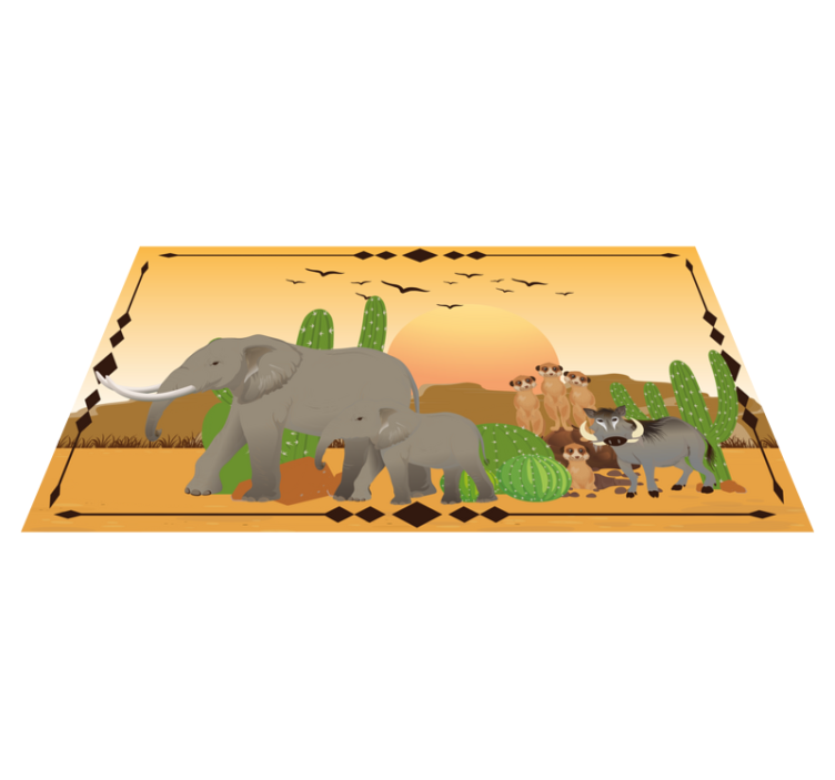 Twilight elephant expedition nature vinyl rug - TenStickers