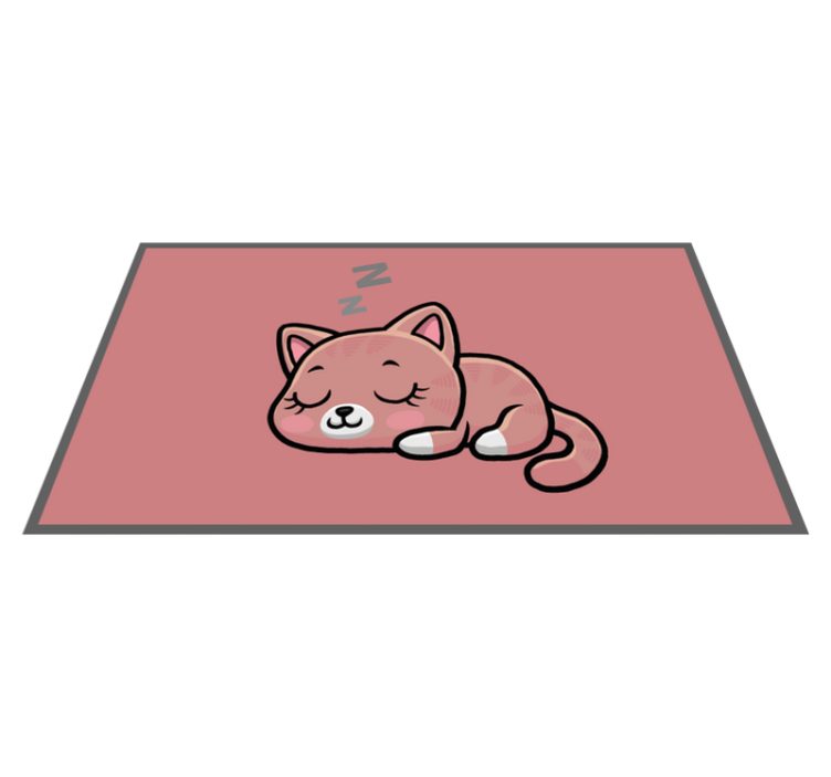 Cute cat sleeping cartoon  animal rug - TenStickers