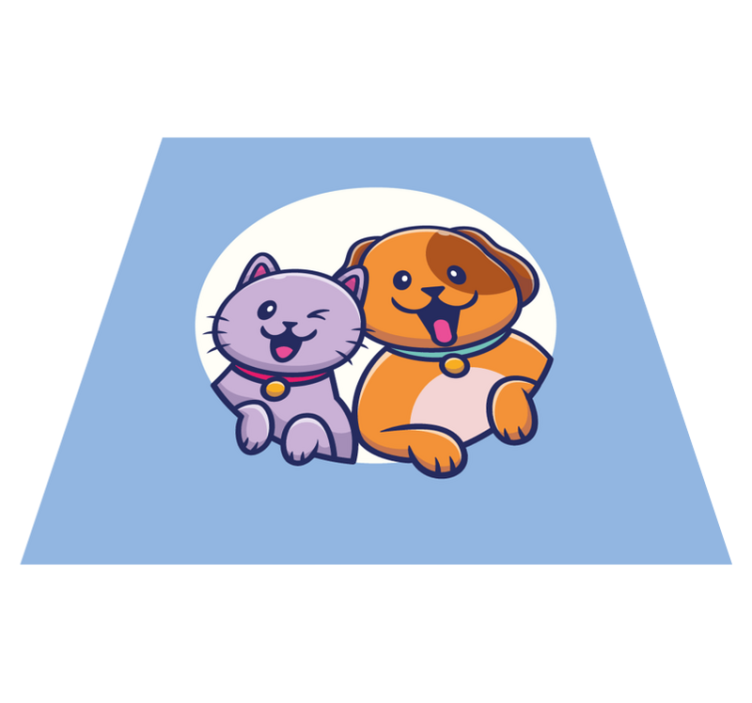 Cute dog and cat friend cartoon animal rug - TenStickers