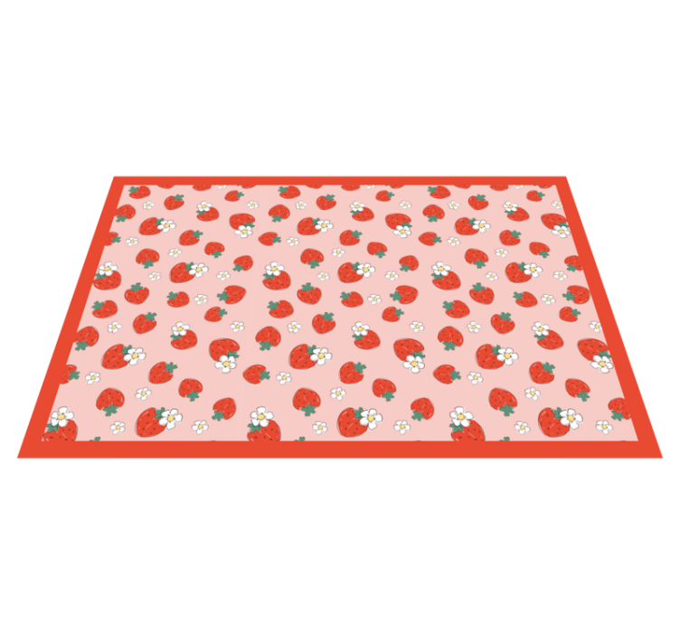 Strawberry Floral Pattern flower vinyl rug - TenStickers