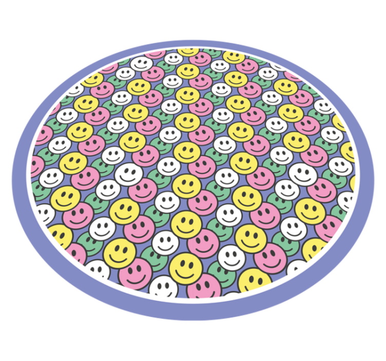 Colorful pastel smiley faces circular rug - TenStickers