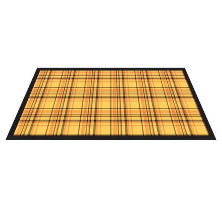 Yellow plaid pattern living room rug - TenStickers