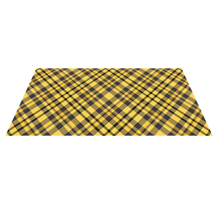 Gray and yellow checkered rectangular rug - TenStickers