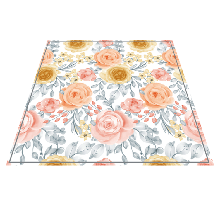 Floral pink shades flower vinyl rug - TenStickers