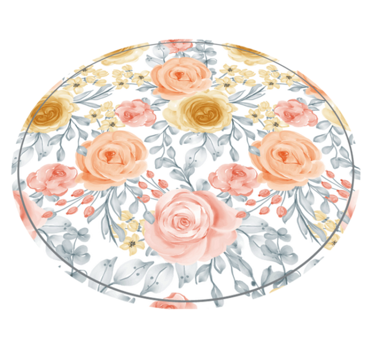 Flourishing Botanical Motifs circular vinyl rug - TenStickers