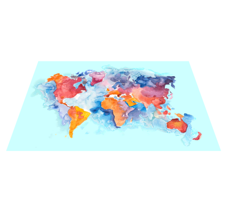 World map vinyl rug colorful global map - TenStickers