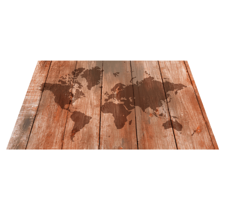 Wooden map effect world map vinyl rug - TenStickers