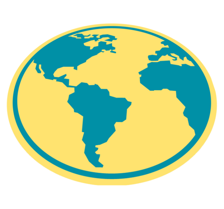 Colourful blue and yellow globe world map rug - TenStickers