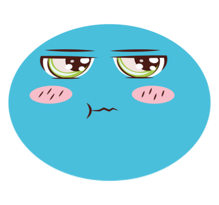 Sad Cartoon Face circular vinyl rug - TenStickers