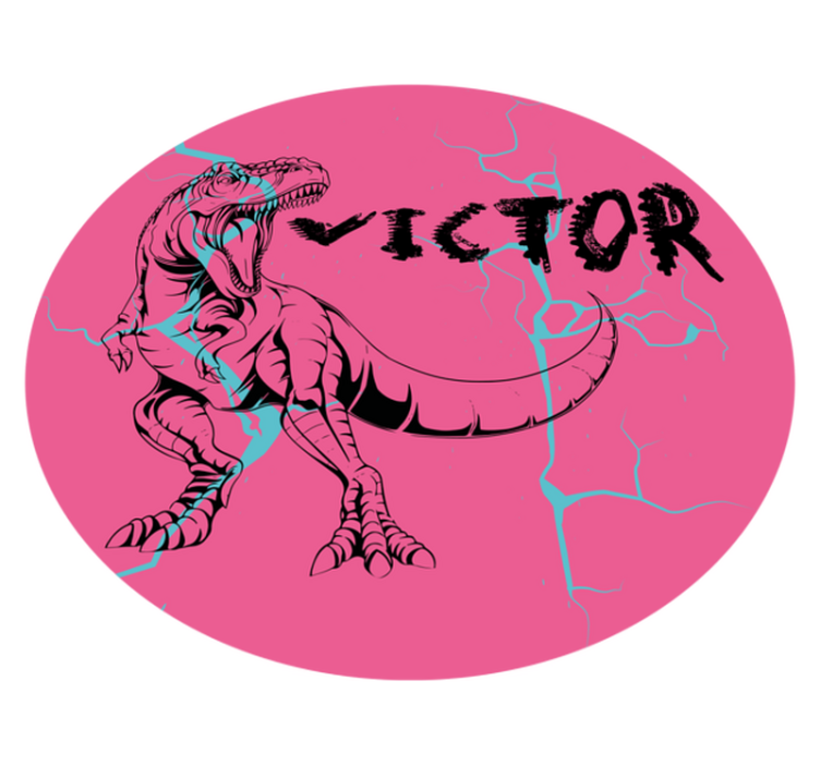 Pink T-Rex with name vinyl rug - TenStickers