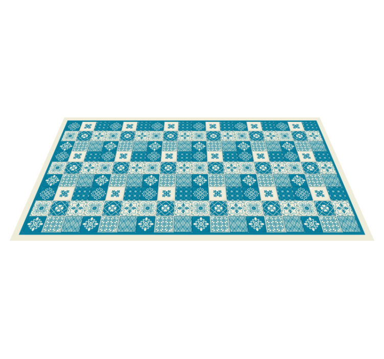 Patterned blue  mosaic tile vinyl rug - TenStickers