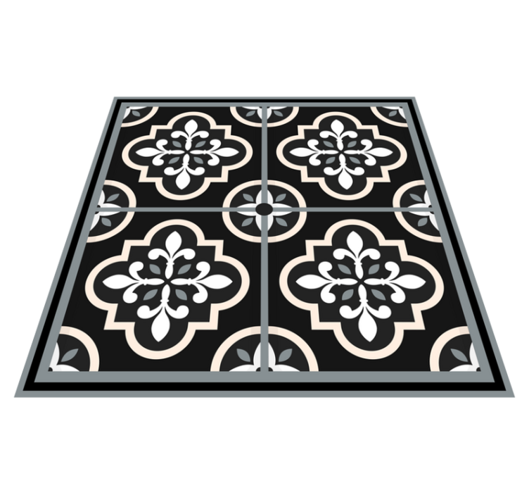 Black and white mosaic tile vinyl rug - TenStickers