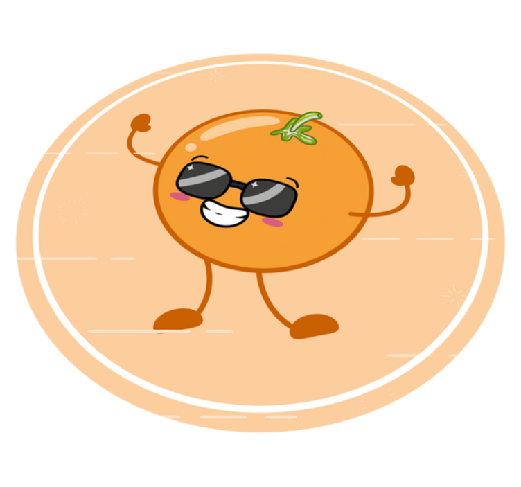 Cheerful Orange Character circular vinyl rug - TenStickers