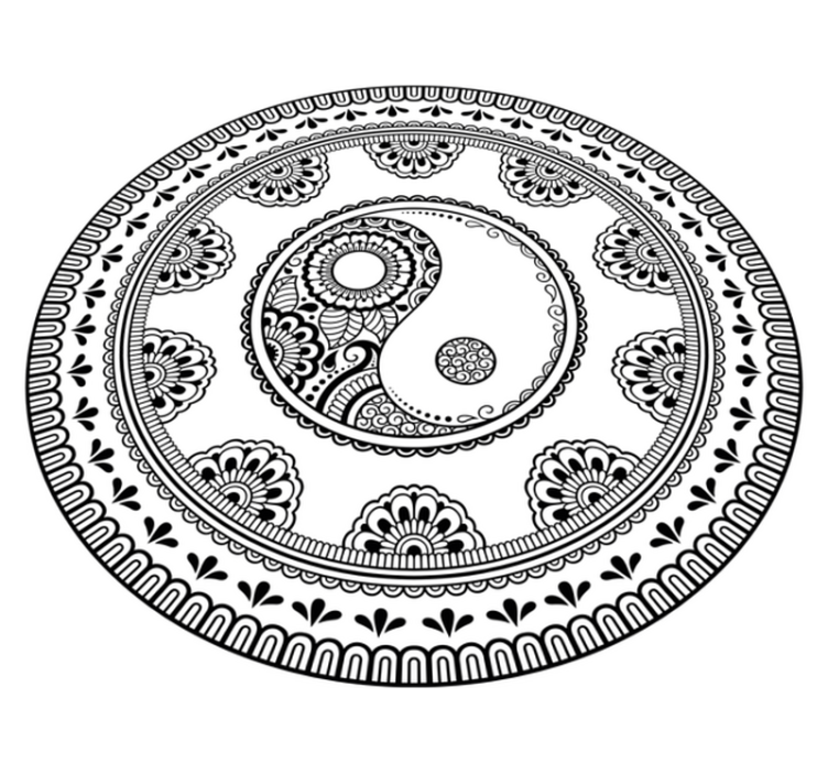 Grey round element mandala vinyl rug - TenStickers