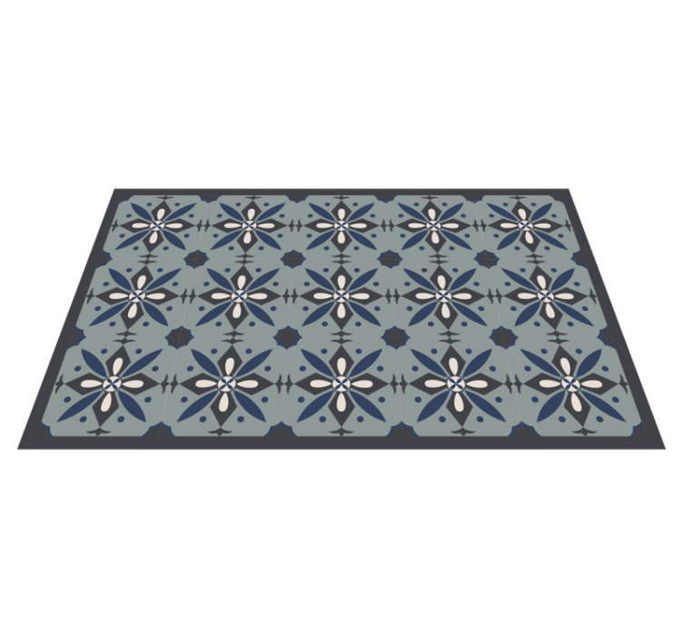 Grey botanical motif tile vinyl rug - TenStickers