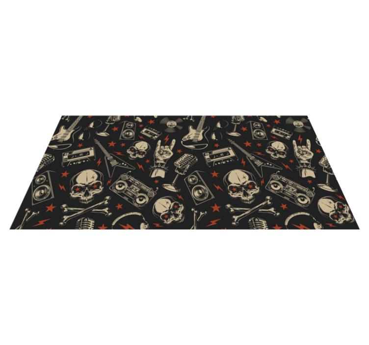 Skull Music Theme teenager vinyl rug - TenStickers