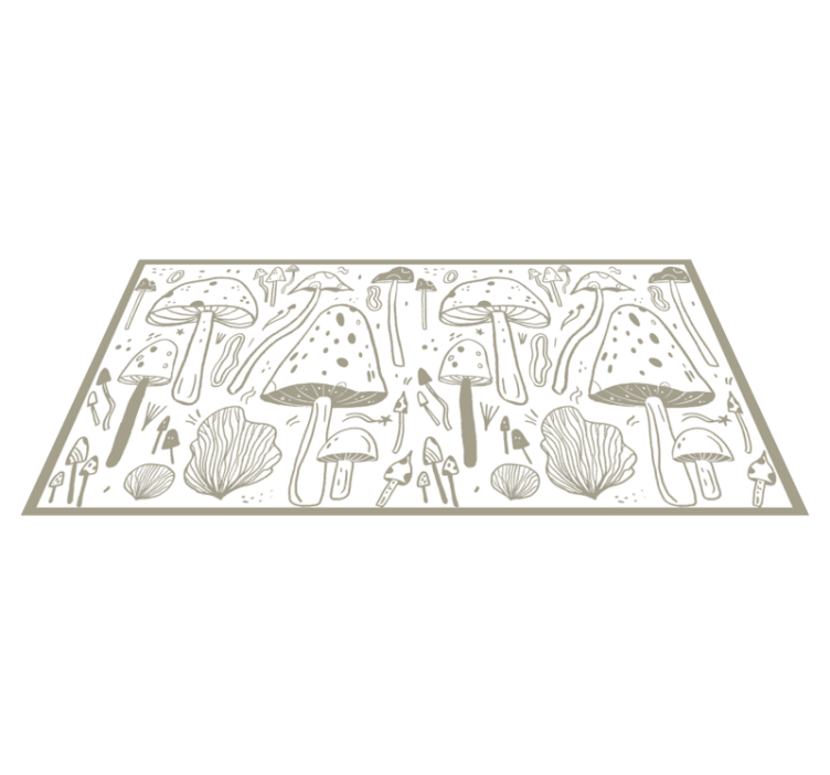 Beige mushrooms pattern rectangular floral rug - TenStickers