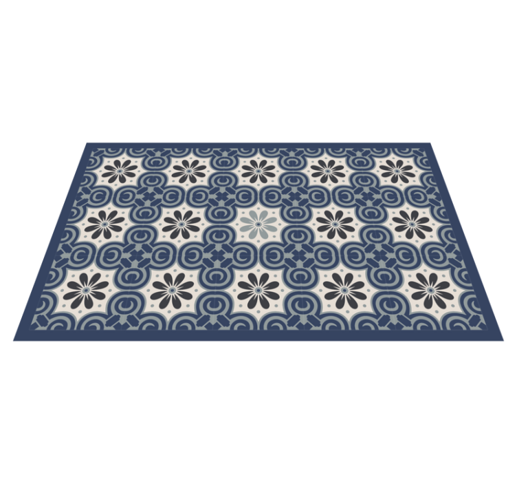 White and blue classic pattern tile carpet - TenStickers
