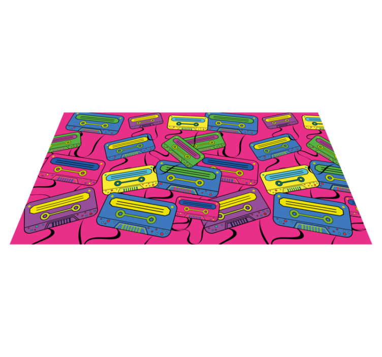 Vintage Cassette Motif teenager vinyl rug - TenStickers