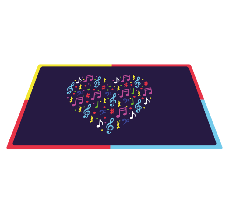 Colorful music heart vinyl rug - TenStickers