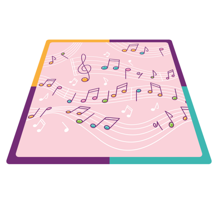 Delicate musical notes square vinyl rug - TenStickers