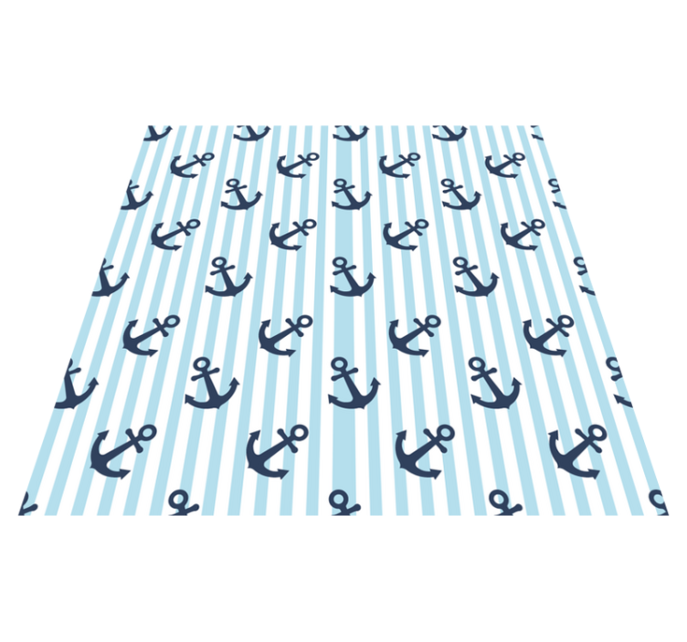 Maritime Anchor Motif stripes vinyl rug - TenStickers