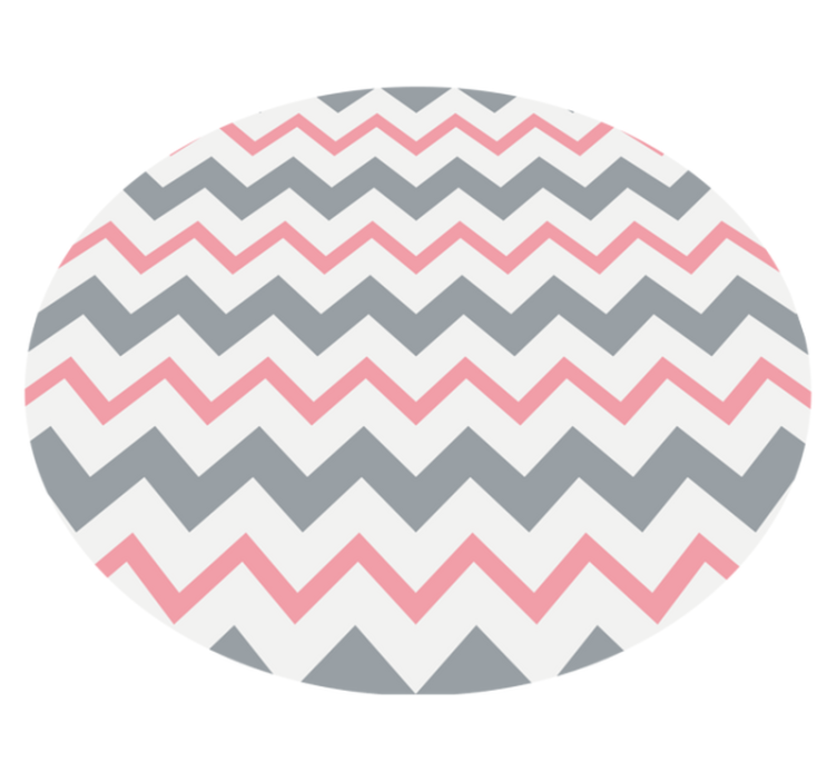 Pink and gray zig zag lines circular rug - TenStickers