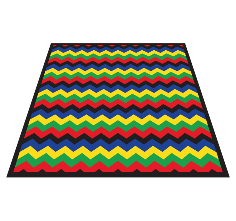 Zig zag lines warm tones square vinyl rug - TenStickers
