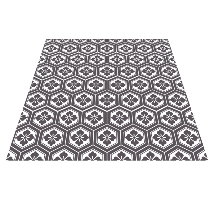 Hexagonal Floral Pattern marble vinyl rug - TenStickers