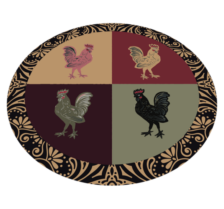 Charming chicken motif animal vinyl rug - TenStickers