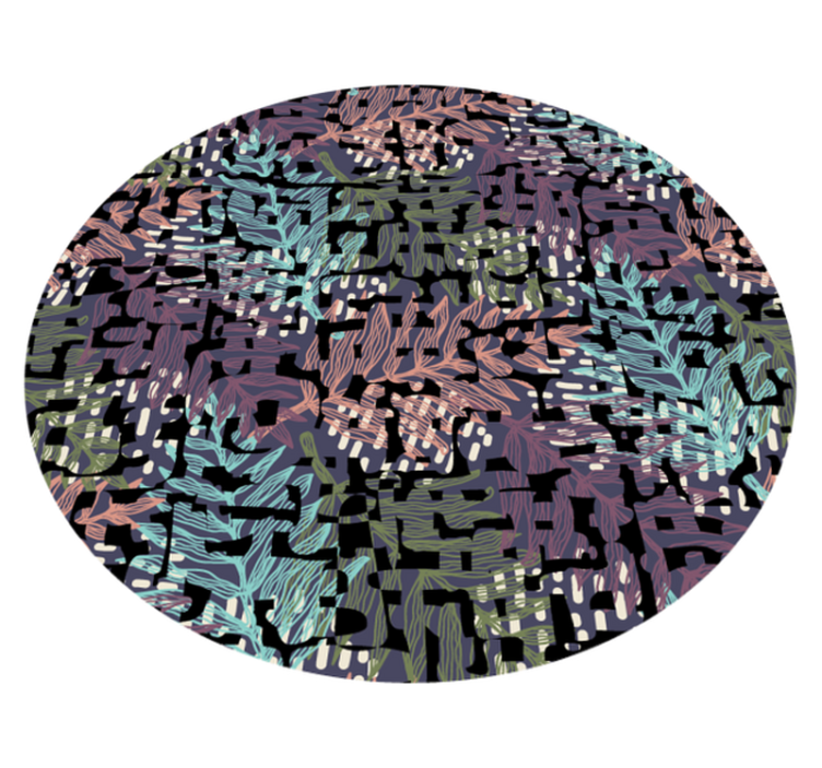 Leafy botanical elements flower vinyl rug - TenStickers