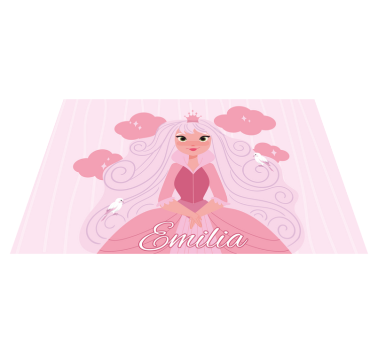 Pink cartoon princess personalised mat - TenStickers
