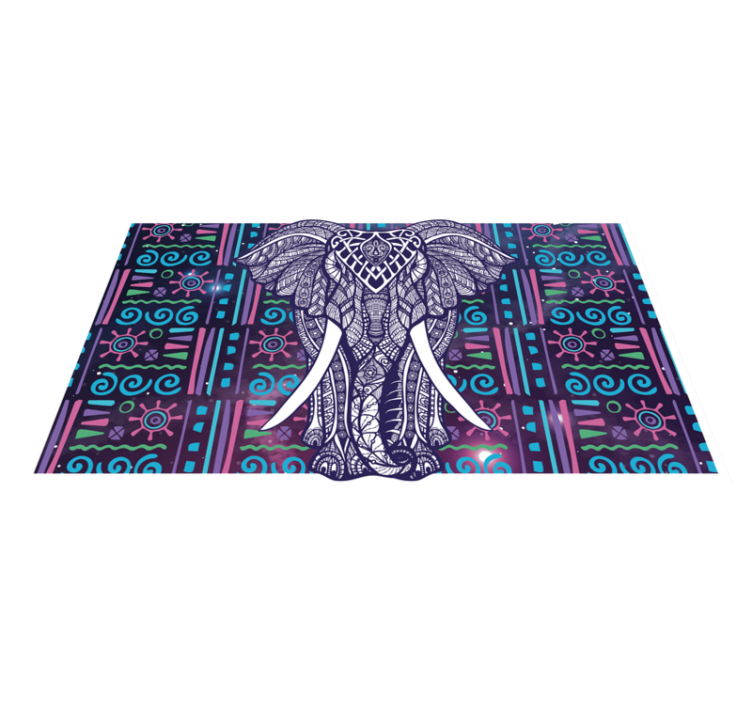 Intricate elephant pattern ethnic vinyl rug - TenStickers