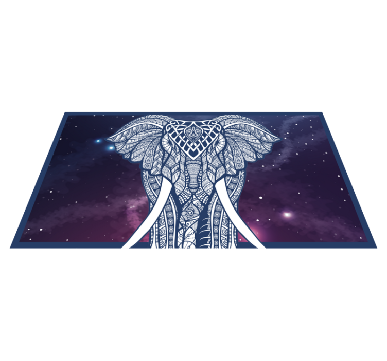 Intricate Elephant Artwork custom vinyl rug - TenStickers