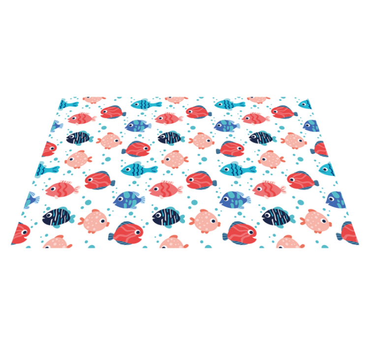 Pink and blue fishes kids vinyl rug - TenStickers