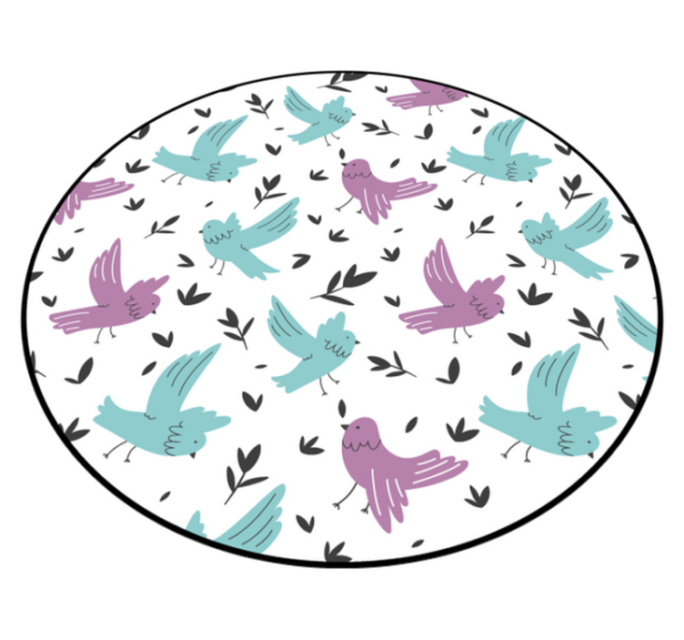 Blue and purple birds illustration circular rug - TenStickers